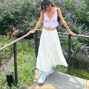 Tiered white maxi skirt